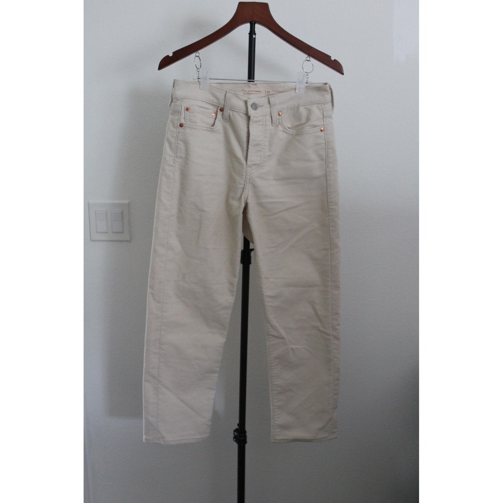 Levi's Wedgie Straight Corduroy Pants Cream Off-White High Rise‎ 27x26